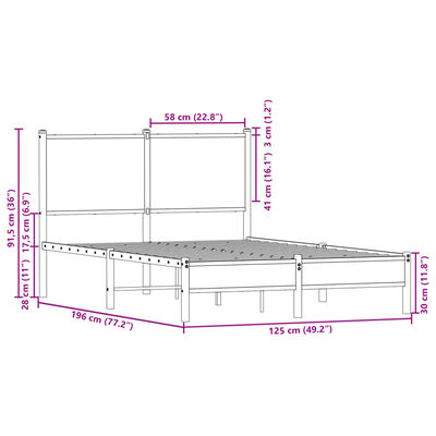 vidaXL Estrutura de cama sem colchão 120x190cm metal carvalho castanho