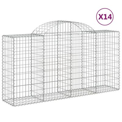 vidaXL Cestos gabião arqueados 14 pcs 200x50x100/120 ferro galvanizado