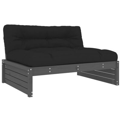 vidaXL 4 pcs conjunto lounge jardim c/ almofadões madeira maciça cinza