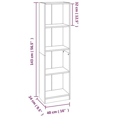 vidaXL Estante 4 prat. 40x24x143 cm derivados madeira cinzento sonoma