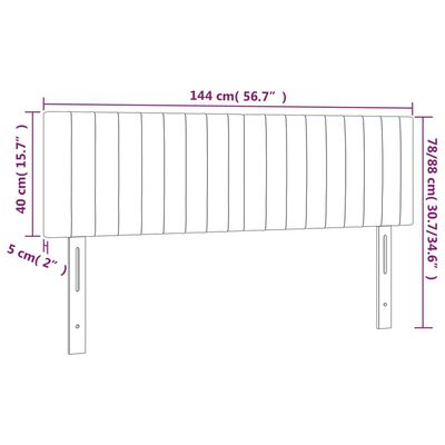 vidaXL Cabeceira cama luzes LED tecido 144x5x78/88cm cinza-acastanhado