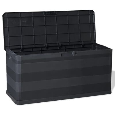 vidaXL Caixa de arrumação para jardim 117x45x56 cm preto