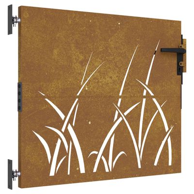 vidaXL Portão de jardim 85x100 cm aço corten design erva