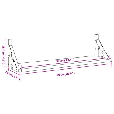 vidaXL Prateleiras de parede 2 pcs 60x15x15,5 cm preto