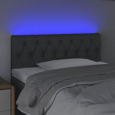 vidaXL Cabeceira de cama c/ luzes LED tecido 90x7x78/88cm cinza-escuro