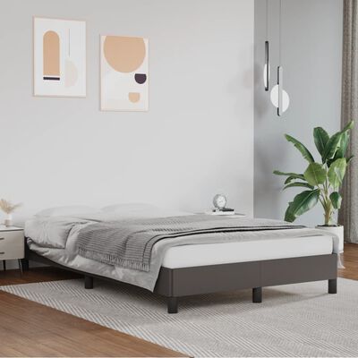 vidaXL Estrutura de cama 120x190 cm couro artificial cinzento