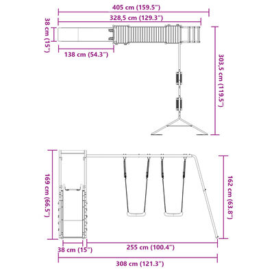 vidaXL Conjunto de brincar para exterior madeira de douglas maciça