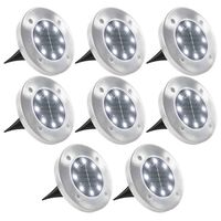 vidaXL Iluminação LED solar de solo 8 pcs branco