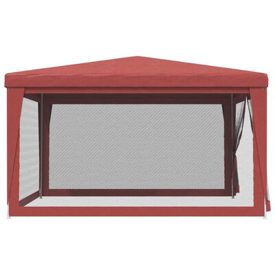 vidaXL Tenda p/ festas c/ 4 paredes laterais rede 4x4 m PEAD vermelho