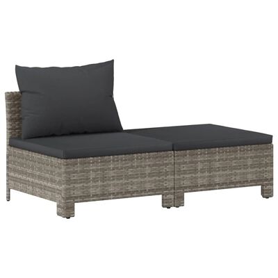 vidaXL 7 pcs conjunto lounge de jardim c/ almofadões vime PE cinzento