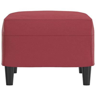 vidaXL Apoio de pés 60x50x41 cm couro artificial vermelho tinto