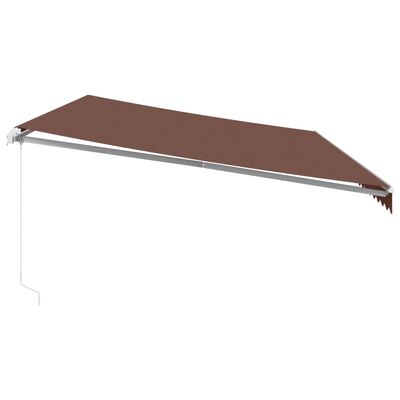 vidaXL Toldo retrátil manual com luz LED 600x350 cm castanho