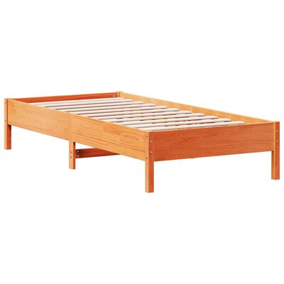 vidaXL Cama sem colchão 90x200 cm pinho maciço castanho-mel