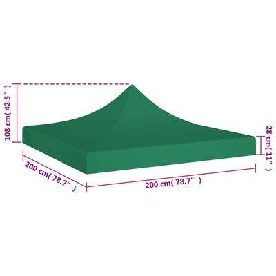 vidaXL Teto para tenda de festas 2x2 m 270 g/m² verde