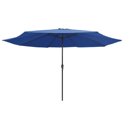 vidaXL Guarda-sol de jardim com poste de metal 390 cm azul-ciano