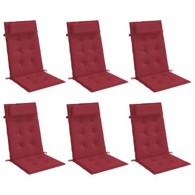 vidaXL Almofadões p/ cadeira encosto alto 6 pcs oxford vermelho tinto