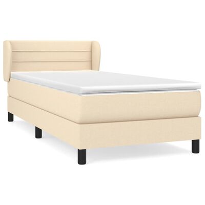 vidaXL Cama com molas/colchão 90x200 cm tecido cor crème