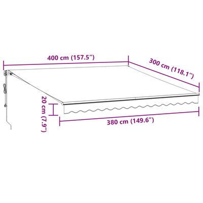 vidaXL Toldo retrátil automático com LED 400x300 cm antracite/branco