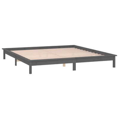 vidaXL Estrutura cama super king c/ LED 180x200cm madeira maciça cinza