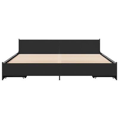 vidaXL Estrutura de cama c/ gavetas 200x200 cm derivados madeira preto