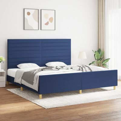 vidaXL Estrutura de cama com cabeceira 200x200 cm tecido azul