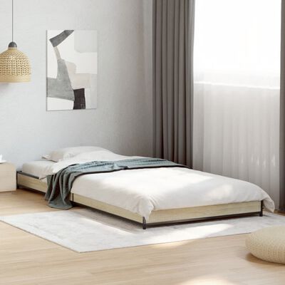 vidaXL Estrutura de cama derivados de madeira e metal carvalho sonoma