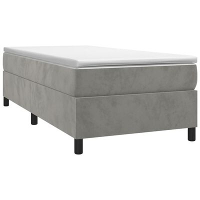 vidaXL Estrutura de cama 90x200 cm veludo cinzento-claro