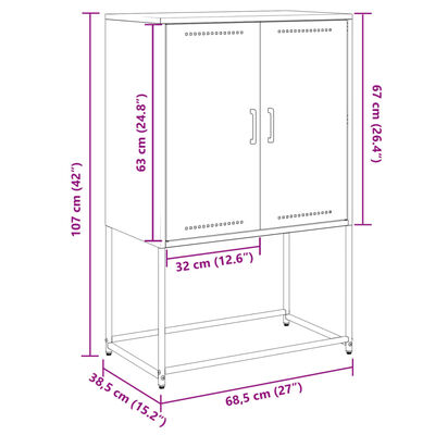 vidaXL Móvel de TV 68x39x60,5 cm aço verde azeitona