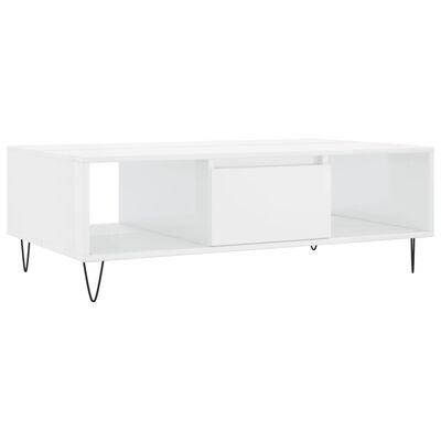 vidaXL Mesa de centro 104x60x35 cm derivados madeira branco brilhante