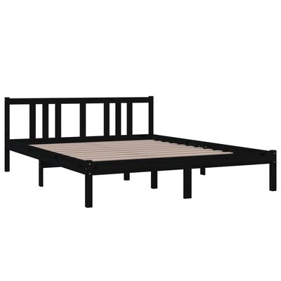 vidaXL Estrutura de cama king 150x200 cm madeira maciça preto