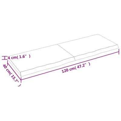 vidaXL Tampo de mesa 120x40x(2-4) cm carvalho tratado castanho-escuro