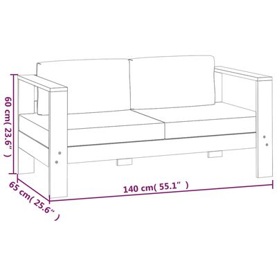 vidaXL 5pcs conj. lounge jardim c/ almofadões cor creme madeira maciça