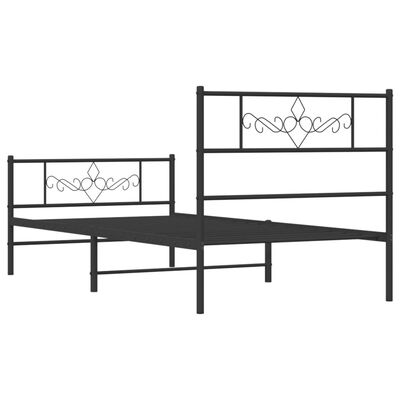 vidaXL Estrutura de cama com cabeceira e pés 100x190 cm metal preto