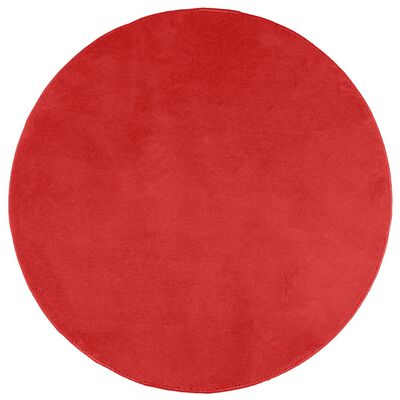 vidaXL Tapete de pelo curto OVIEDO Ø 160 cm vermelho