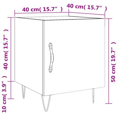 vidaXL Mesa de cabeceira 2 pcs 40x40x50 cm derivados de madeira preto