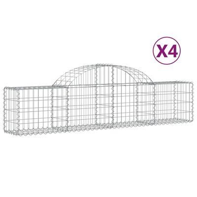 vidaXL Cestos gabião arqueados 4 pcs 200x30x40/60 cm ferro galvanizado