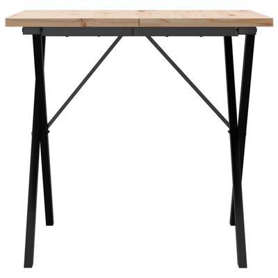 vidaXL Mesa de jantar estrutura em X 90x90x75,5 cm pinho/ferro fundido