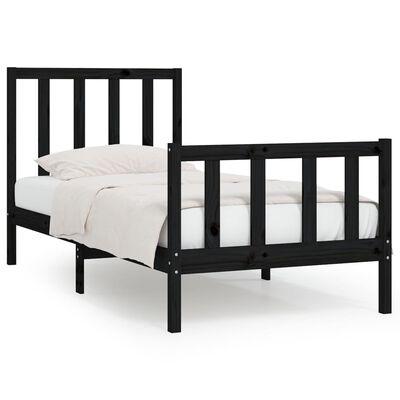 vidaXL Estrutura de cama 100x200 cm madeira maciça preto