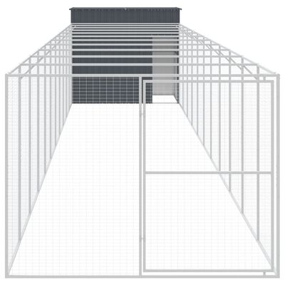 vidaXL Casota p/ cães c/ parque 214x1273x181cm aço galvaniz. antracite