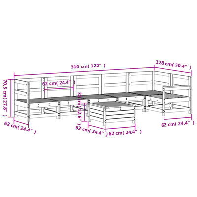 vidaXL 7 pcs conjunto de sofás para jardim pinho maciço branco