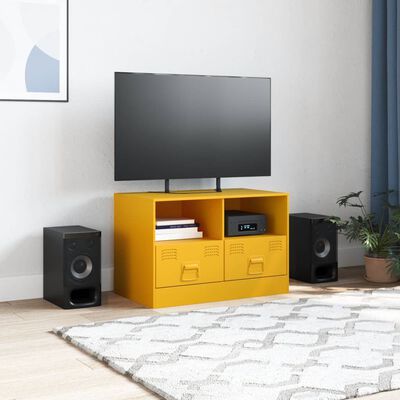 vidaXL Móvel de TV 67x39x44 cm aço amarelo mostarda