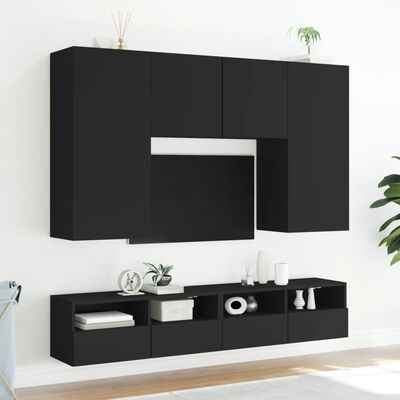 vidaXL Móvel de parede p/ TV 100x30x30 cm derivados de madeira preto