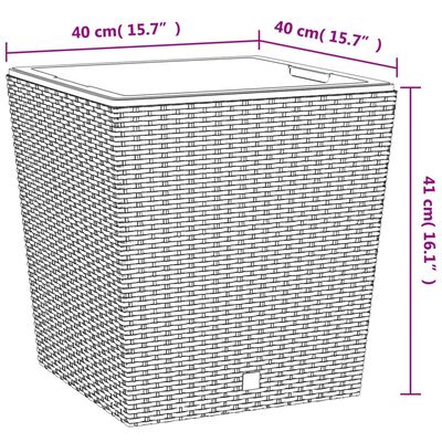 vidaXL Vaso com interior removível 37 / 64 L vime PP castanho