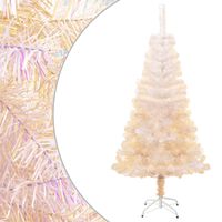 vidaXL Árvore Natal artificial + pontas iridescentes 120 cm PVC branco