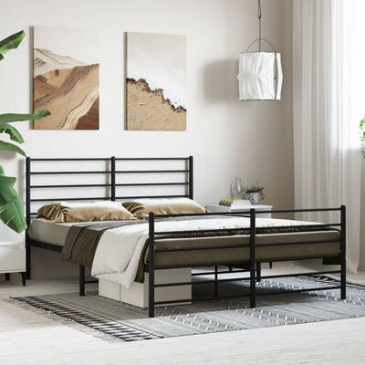 vidaXL Estrutura de cama com cabeceira e pés 140x200 cm metal preto