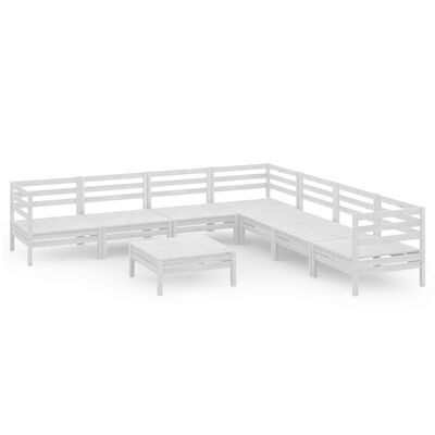 vidaXL 8 pcs conjunto lounge de jardim pinho maciço branco