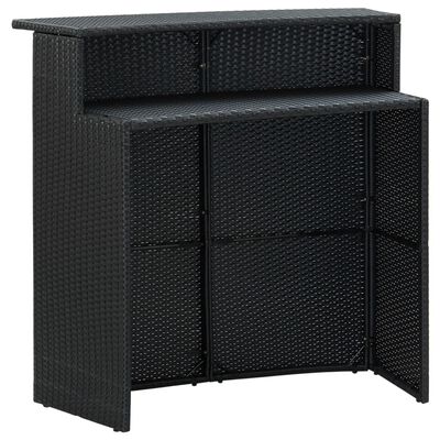 vidaXL 3 pcs conjunto de bar para jardim com almofadões vime PE preto