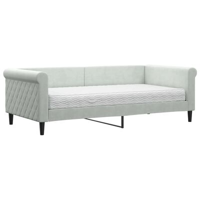 vidaXL Sofá-cama com colchão 90x190 cm veludo cinzento-claro
