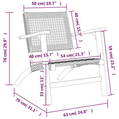 vidaXL Cadeiras de jardim 2 pcs vime PE/madeira de acácia maciça bege