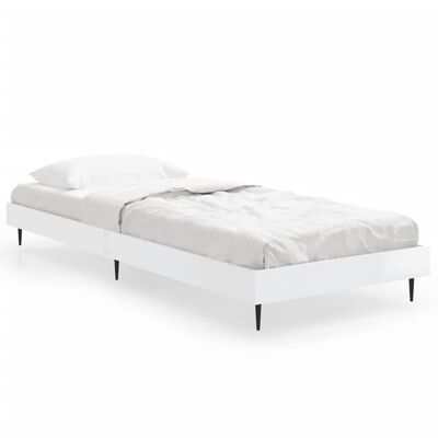 vidaXL Estrutura cama 75x190 cm derivados de madeira branco brilhante